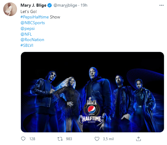 Mary J Blige en el show de medio tiempo del Super Bowl